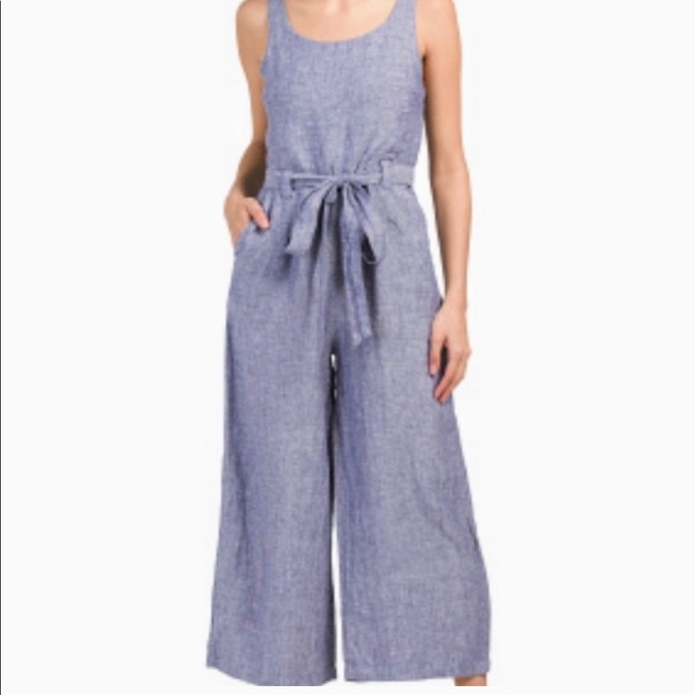 RACHEL ZOE  Wide leg  Chambray Linen Jumpsuit Sz10